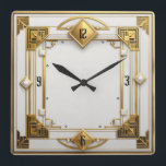 Art Deco Gold Vierkante Klok<br><div class="desc">Geweldig klokontwerp. Je zult het leuk vinden als anderen. U kunt dit ontwerp vrij gebruiken voor andere producten die u wilt of om jouw tekst aan te passen en toe te voegen. Volg me voor meer. Met vriendelijke groet. Een leuke dag.</div>