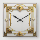 Art Deco Gold Vierkante Klok (Voorkant)
