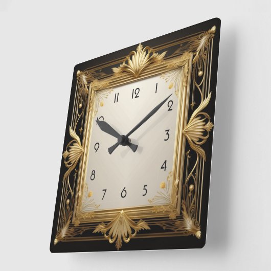 Art Deco Gold Vierkante Klok (Hoek)