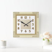 Art Deco Gold Vierkante Klok (Huis)