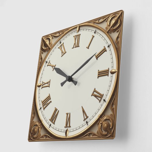 Art Deco Gold Vierkante Klok (Hoek)