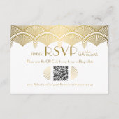  Art Deco Gold Wedding QR Code RSVP Informatiekaartje (Voorkant)