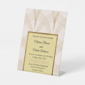 Art Deco Gold Wedding Uitnodiging Reclamebord Met Voetstuk (Voorkant)