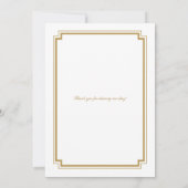 Art Deco Gold White Backtext Weddenschap Kaart (Achterkant)