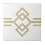 Art Deco Gold White Eenvoudige geometrische grens Tegeltje<br><div class="desc">Faux goud en white art deco stijl eenvoudige geometrische details ornament decoratieve keramische tegel aan de rand. De tegel bestaat uit drie vierkantjes en lijnen. Houd er rekening mee dat het goud in dit ontwerp een vlakke gele beige kleurenafdruk is en geen echte gouden kleur of folie is. Origineel ontwerp,...</div>