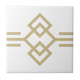 Art Deco Gold White Eenvoudige geometrische grens  Tegeltje