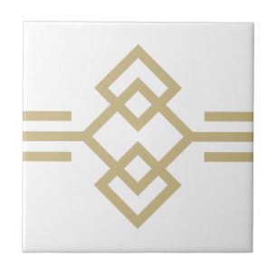 Art Deco Gold White Eenvoudige geometrische grens  Tegeltje