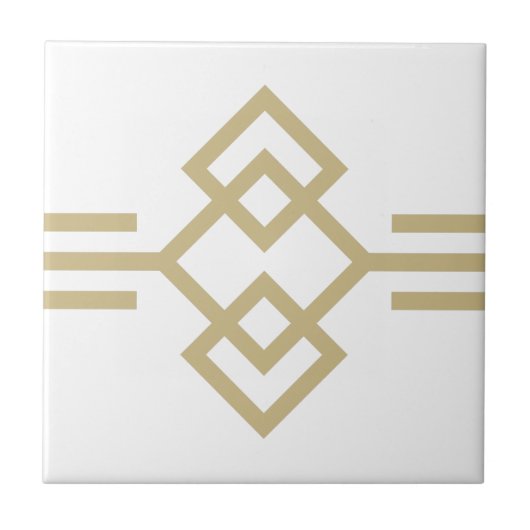Art Deco Gold White Eenvoudige geometrische grens  Tegeltje (Voorkant)