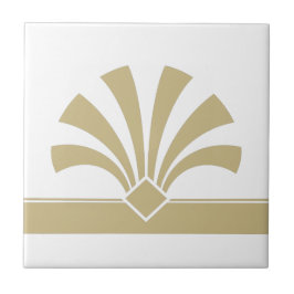 Art Deco Gold White Geometric Flower Element 06 Tegeltje