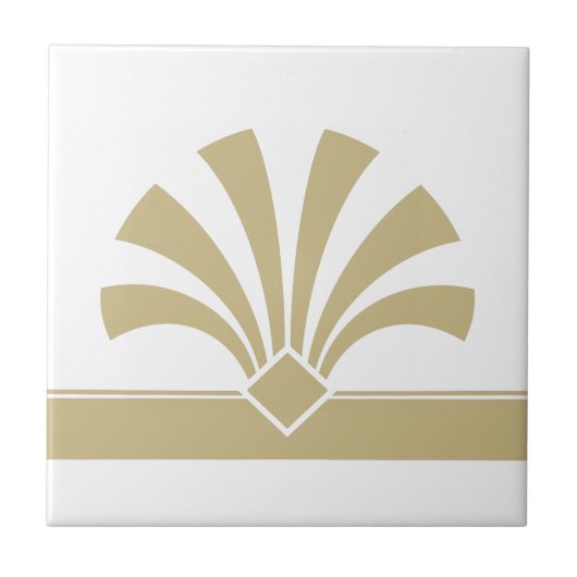 Art Deco Gold White Geometric Flower Element 06 Tegeltje (Voorkant)