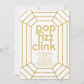 Art Deco Gold White pop fizz: nieuwjaarsfeest Kaart (Voorkant)