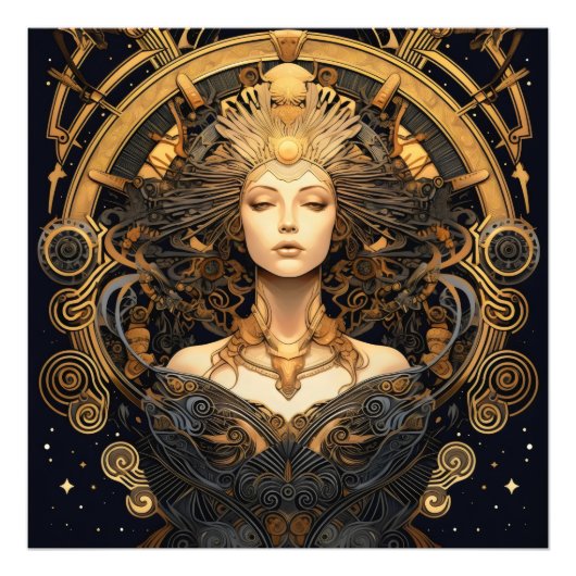 Art Deco Gold Woman Foto Afdruk (Voorkant)