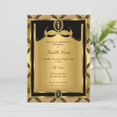 Art Deco Golden Black jewel Birthday Party Kaart (Staand voorkant)