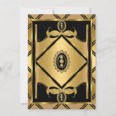 Art Deco Golden Black jewel Birthday Party Kaart (Achterkant)