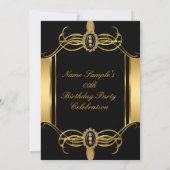 Art Deco Golden Black White Pearl Birthday Party Kaart (Achterkant)