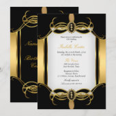 Art Deco Golden Black White Pearl Birthday Party Kaart (Voorkant / Achterkant)