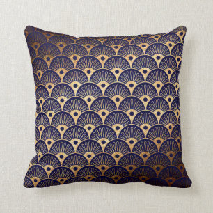 Art Deco Golden Blu marine Seashells Pillow Kussen