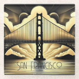 Art Deco Golden Gate Bridge Glazen Onderzetter