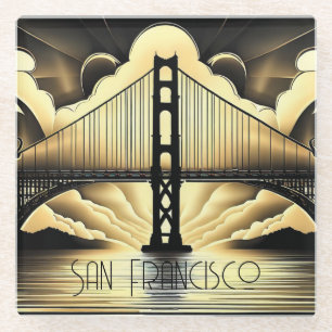 Art Deco Golden Gate Bridge Glazen Onderzetter