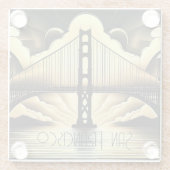 Art Deco Golden Gate Bridge Glazen Onderzetter (Achterkant)