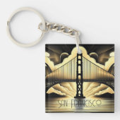 Art Deco Golden Gate Bridge Sleutelhanger (Voorkant)