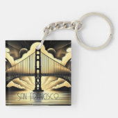 Art Deco Golden Gate Bridge Sleutelhanger (Achterkant)