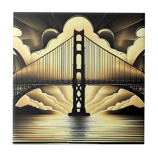 Art Deco Golden Gate Bridge Tegeltje (Voorkant)