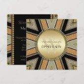 Art Deco Golden Glitter Dinner Party Uitnodiging (Voorkant / Achterkant)