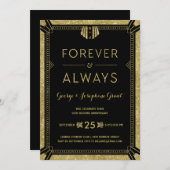 Art Deco | Golden Jubileum Party Kaart (Voorkant / Achterkant)