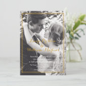 Art Deco Golden Lijst Foto Weddenschap Kaart (Staand voorkant)
