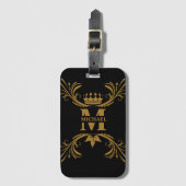  Art Deco Golden Naam Monogram Bagagelabel (Voorkant (verticaal))