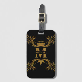  Art Deco Golden Naam Monogram Bagagelabel