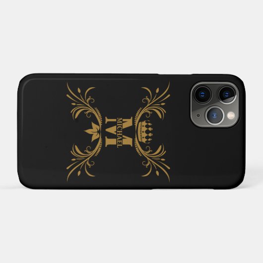 Art Deco Golden Naam Monogram Case-Mate iPhone Case (Achterkant (horizontaal))
