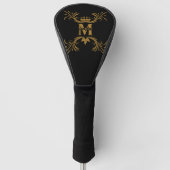 Art Deco Golden Naam Monogram Golfheadcover (Voorkant)