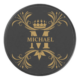  Art Deco Golden Naam Monogram Hockey Puck