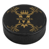  Art Deco Golden Naam Monogram Hockey Puck (3/4)