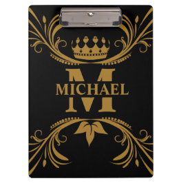  Art Deco Golden Naam Monogram Klembord