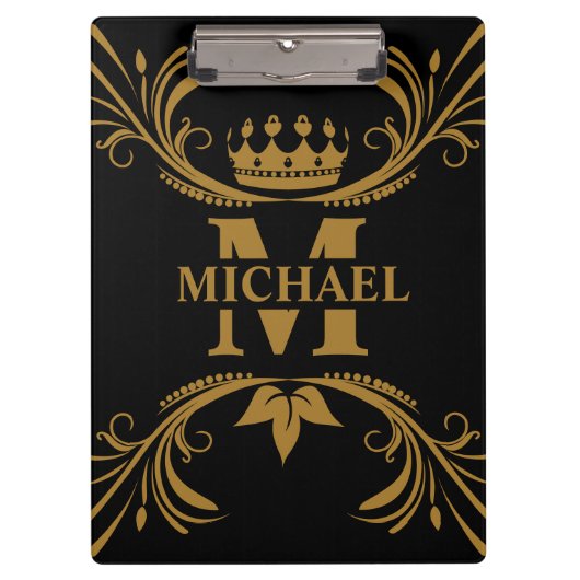  Art Deco Golden Naam Monogram Klembord (Voorkant)