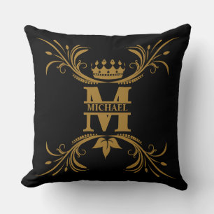 Art Deco Golden Naam Monogram Kussen