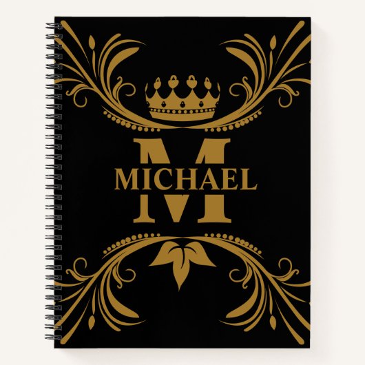 Art Deco Golden Naam Monogram Notitieboek (Voorkant)