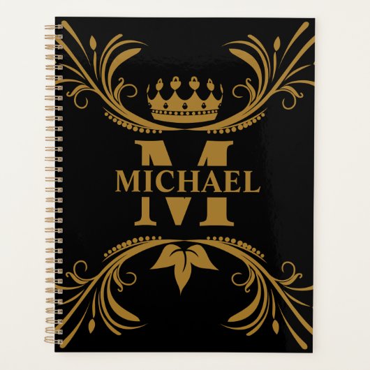 Art Deco Golden Naam Monogram Planner (Voorkant)