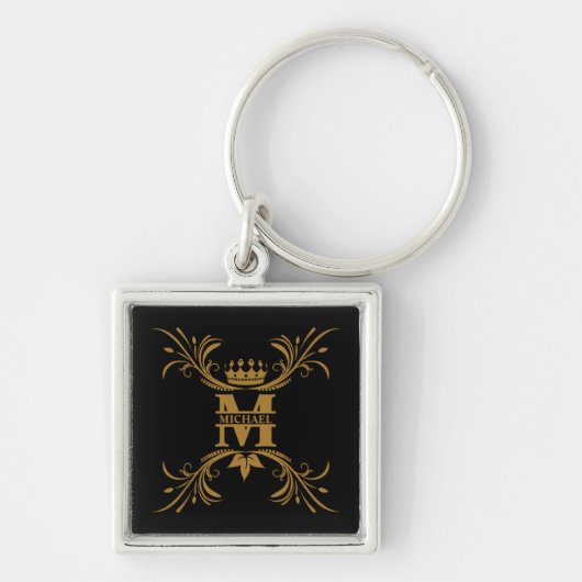 Art Deco Golden Naam Monogram Sleutelhanger (Voorkant)