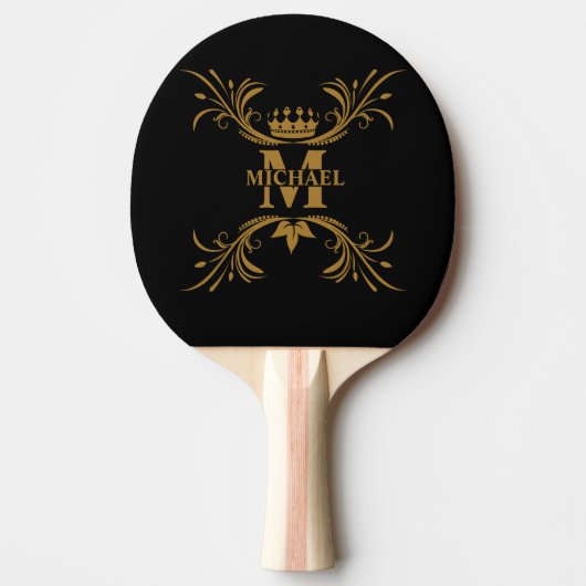  Art Deco Golden Naam Monogram Tafeltennisbatje (Voorkant)
