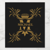  Art Deco Golden Naam Monogram Wijn Etiket (Enkel label)