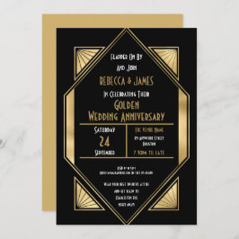 Art Deco Golden Wedding Jubileum Kaart