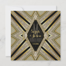 Art Deco Goldy Diamonds Invitaties Kaart