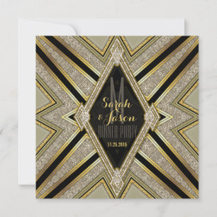 Art Deco Goldy Diamonds Invitaties Kaart