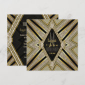 Art Deco Goldy Diamonds Uitnodigingen voor het din (Voorkant / Achterkant)