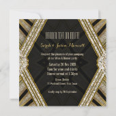 Art Deco Goldy Diamonds Uitnodigingen voor het din (Achterkant)