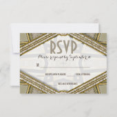 Art Deco Goldy Diamonds Wedding RSVP Kaarten (Achterkant)